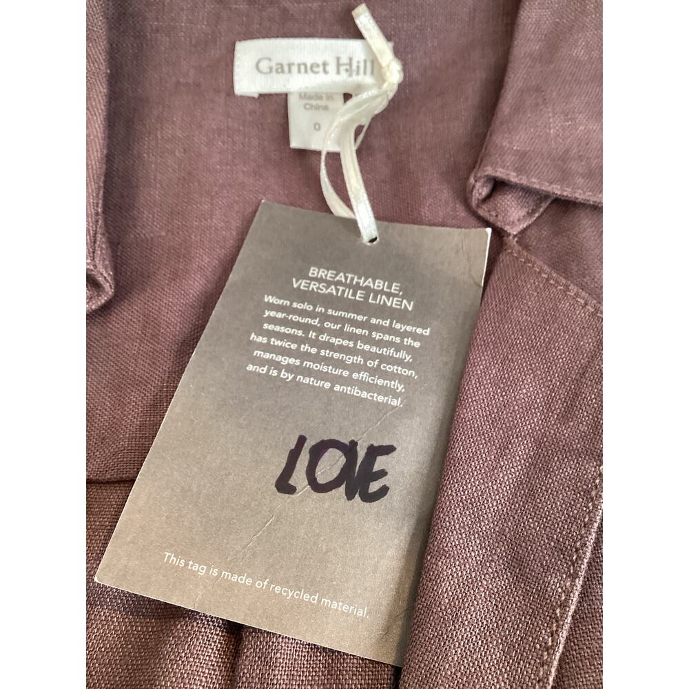 NWT Garnet Hill Linen Collared Popover Dress Size 0 Purple Pleated Pockets Short - Picture 10 of 10